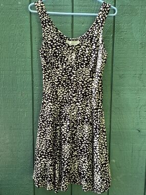 The Limited Black and Cream Printed Mini Dress 80s
